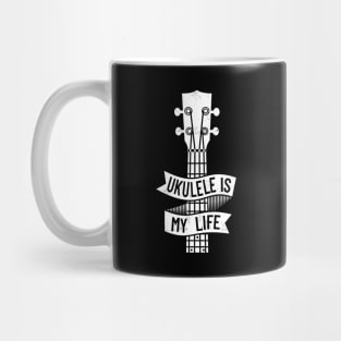 Ukulele is My Life Ukulele Headstock Dark Theme Mug